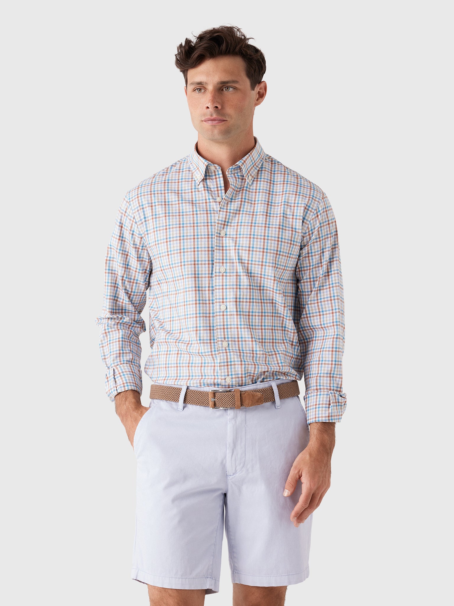 Johnnie-O Men's Redwood Check Performance Button-Down Shirt - Saint Bernard