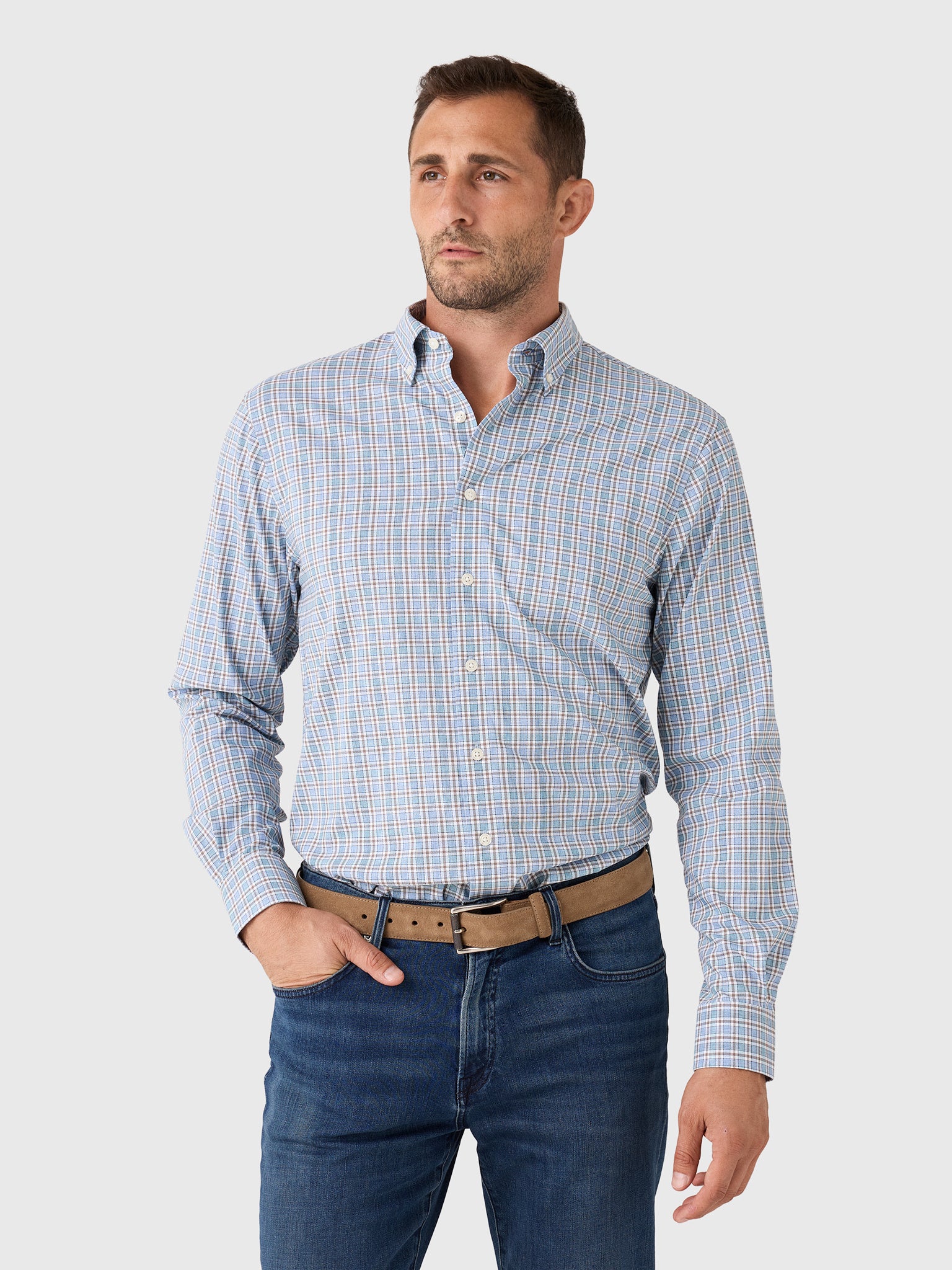 Johnnie-O Men's Brunswick Pane Performance Button-Down Shirt