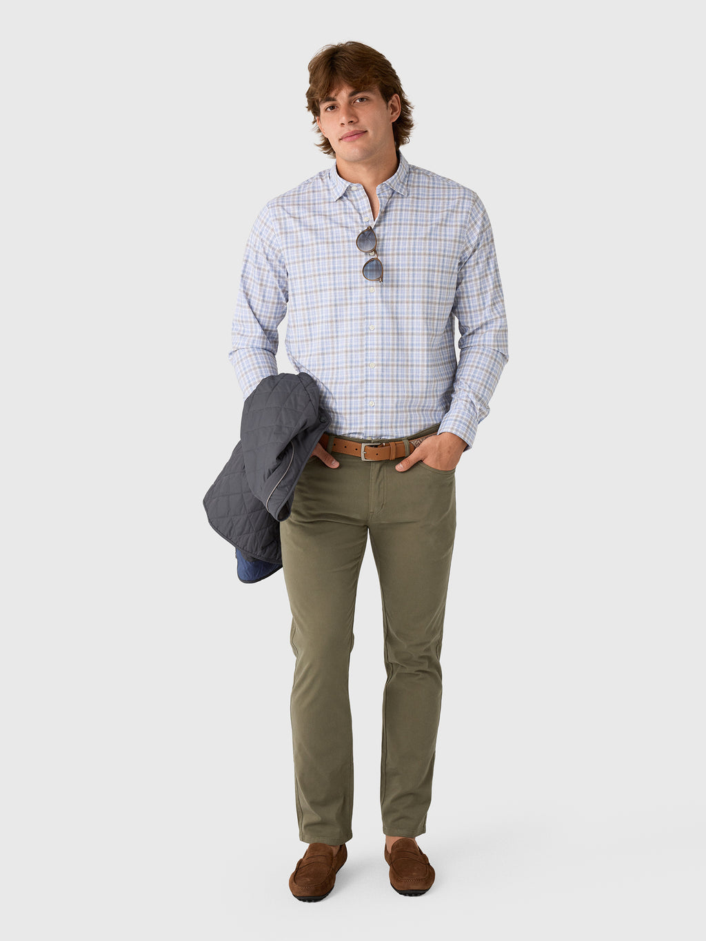 Johnnie-O Men's Chelsea Pane Performance Button-Down Shirt - Saint Bernard