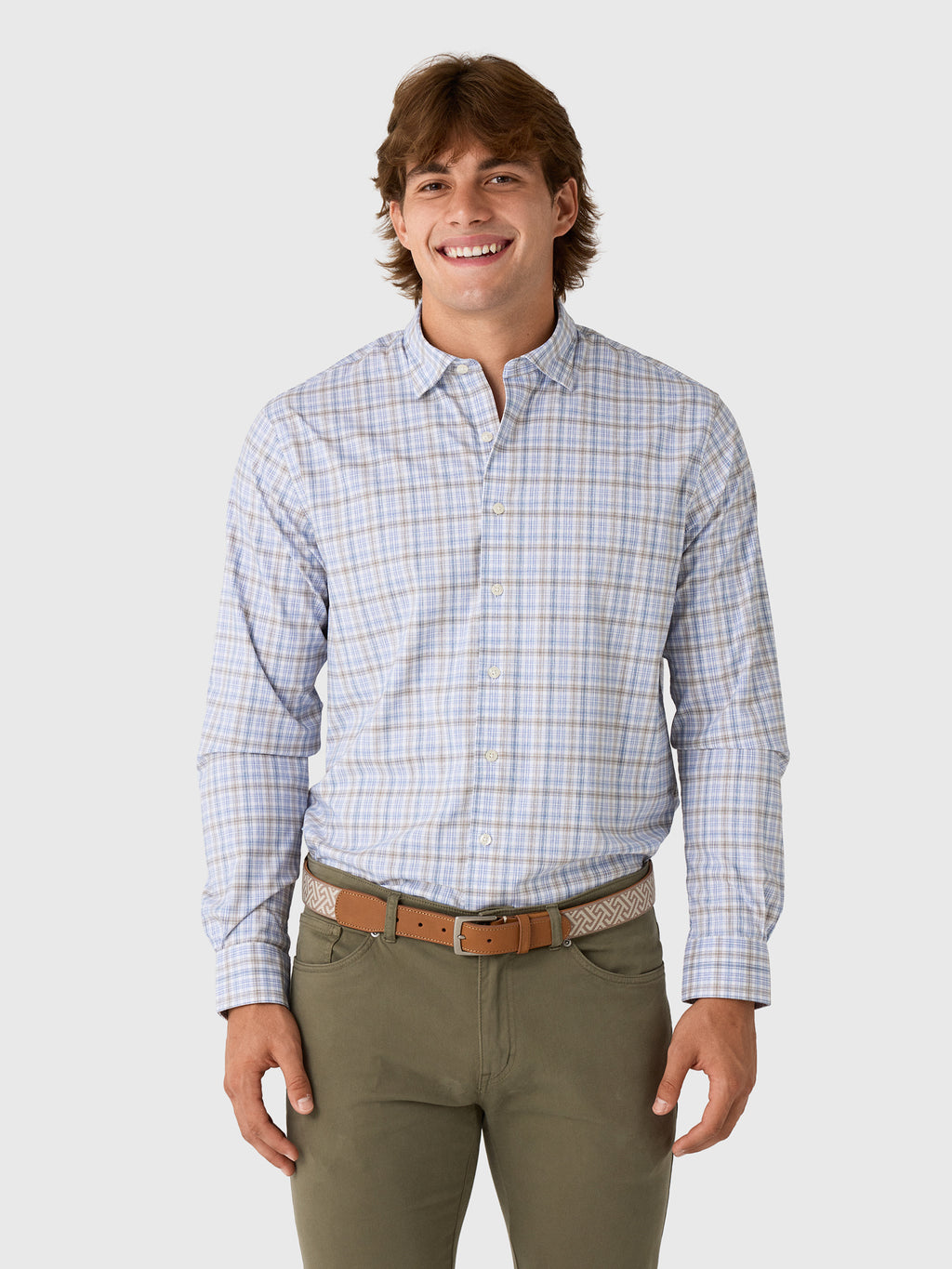 Johnnie-O Men's Chelsea Pane Performance Button-Down Shirt - Saint Bernard