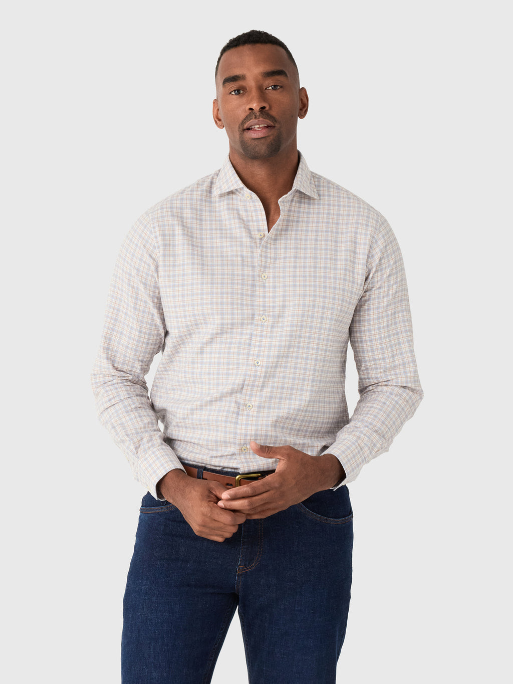 Johnnie-O Men's Bayview Pane Top Shelf Cotton Button-Down Shirt - Saint Bernard