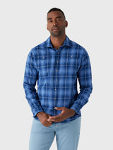 Johnnie-O Men's Snap Indigo Plaid Button-Down Shirt - Saint Bernard