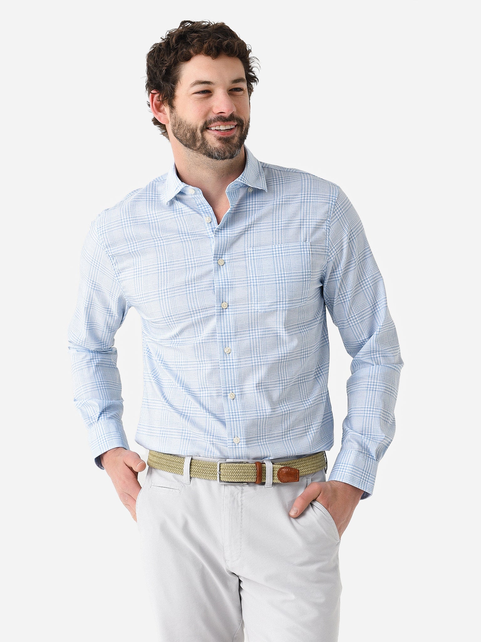 johnnie-O Ashworth Performance Button Up Shirt Calypso Size M