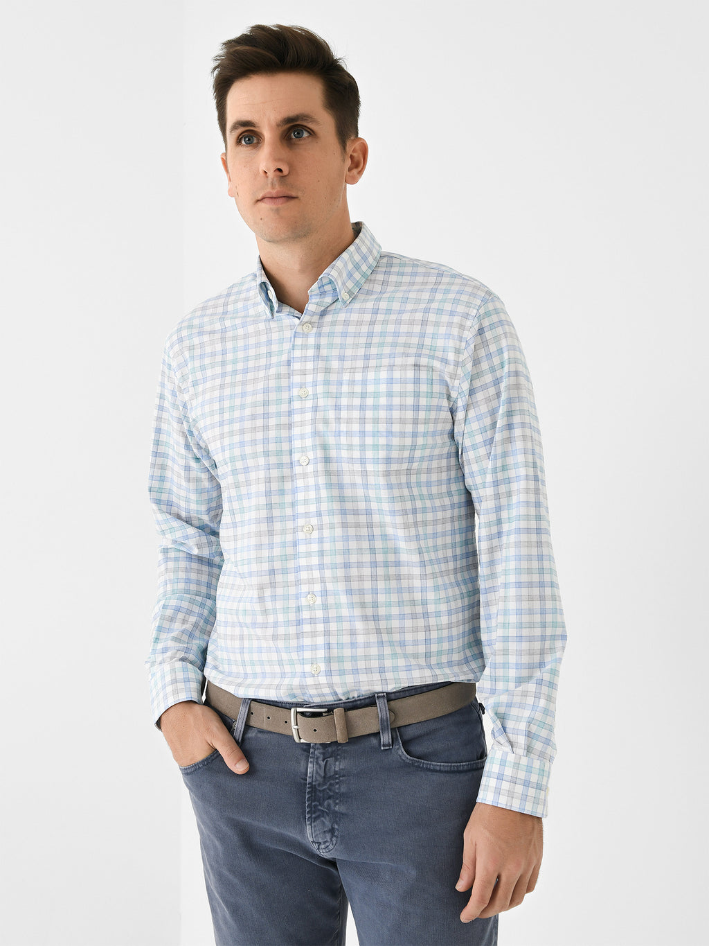 Johnnie-O Men's Scull Performance Button-Down Shirt - Saint Bernard