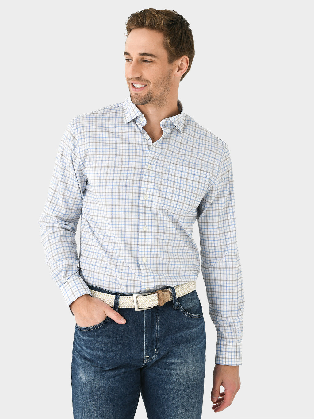 Johnnie-O Men's Biles Performance Button-Down Shirt - Saint Bernard