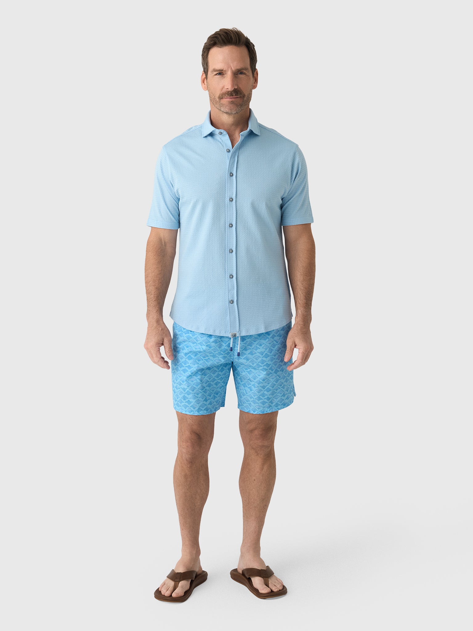 Johnnie-O Men's Surfsucker Hangin' Out Knit Button-Down Shirt - Saint Bernard