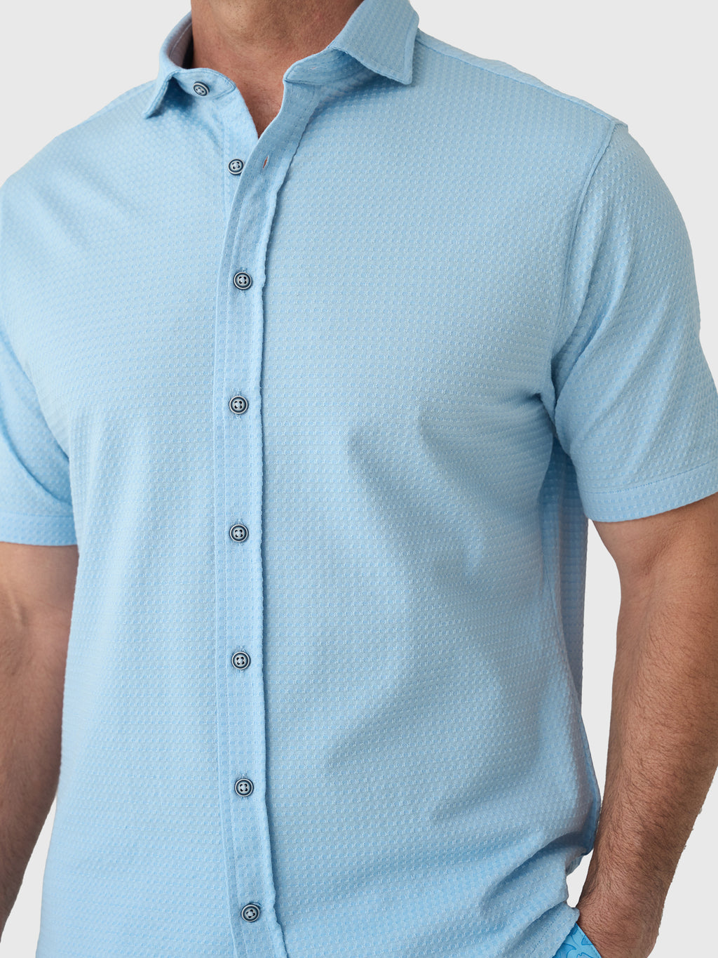 Johnnie-O Men's Surfsucker Hangin' Out Knit Button-Down Shirt - Saint Bernard