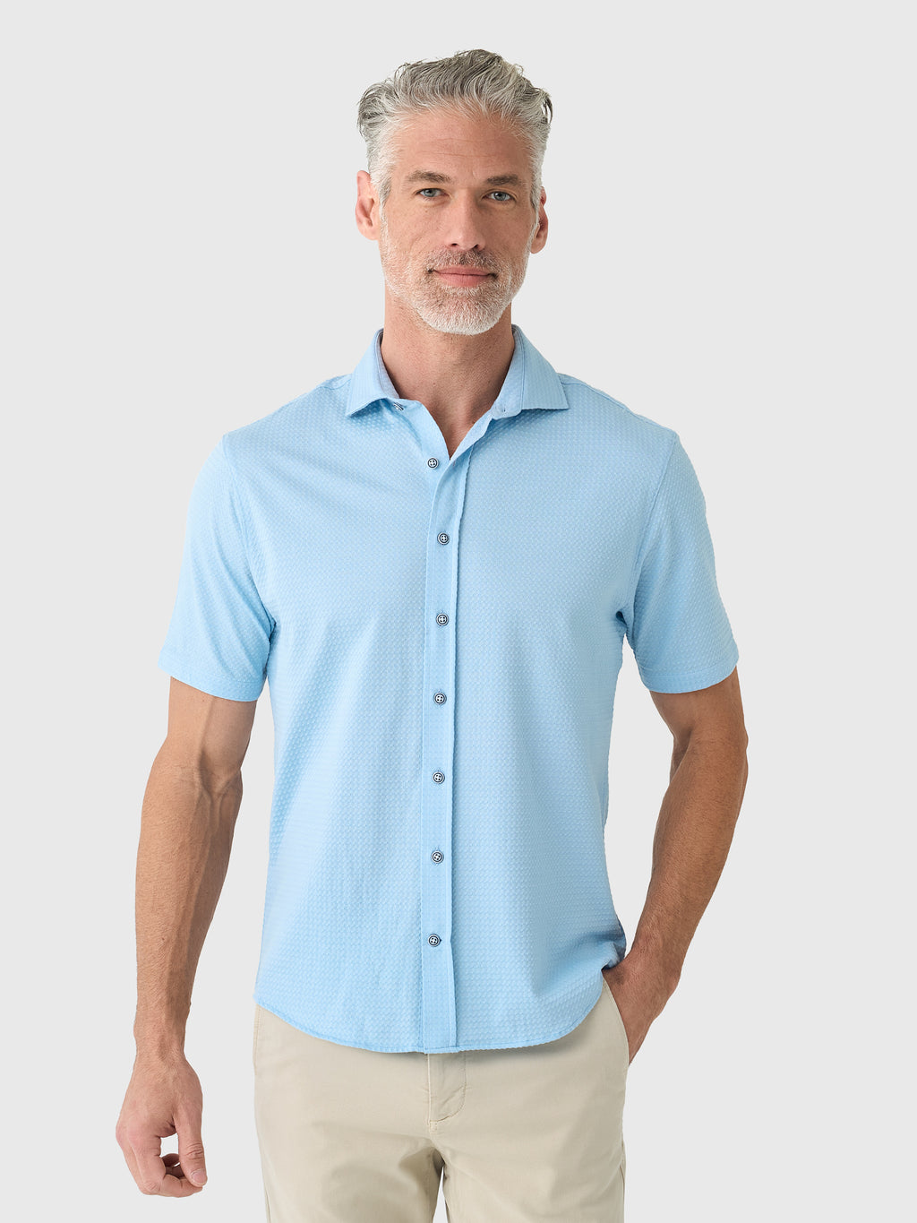 Johnnie-O Men's Surfsucker Hangin' Out Knit Button-Down Shirt - Saint Bernard