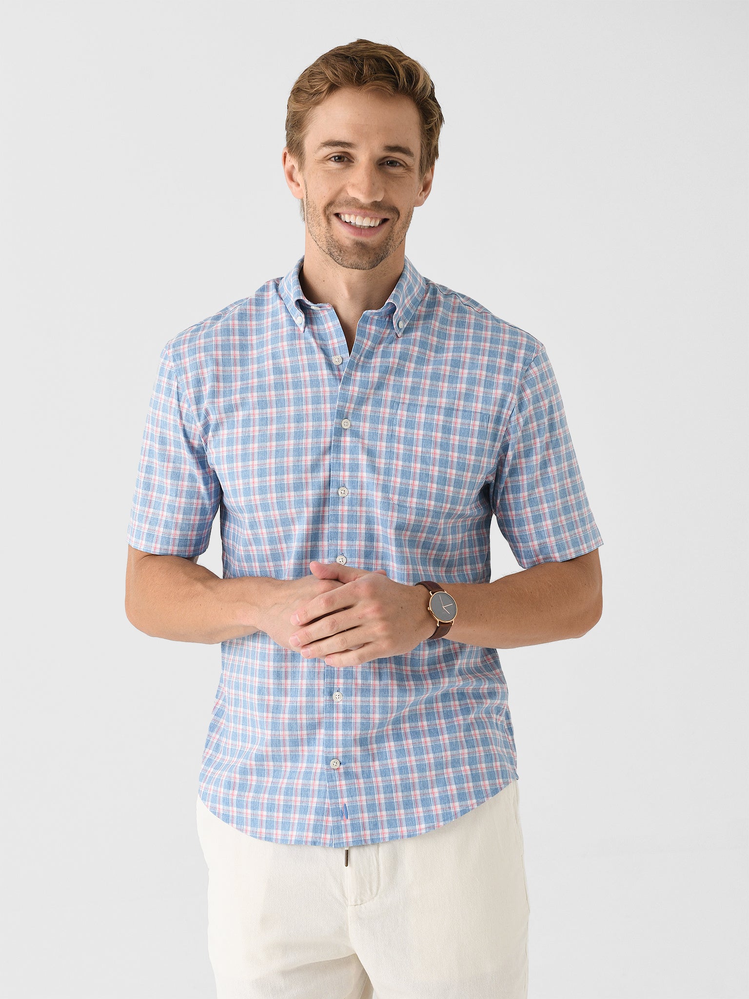 Johnnie-O Men's Dane Short Sleeve Performance Button-Down Shirt - Saint Bernard