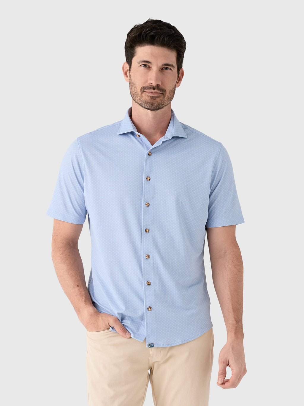 Johnnie-O Men's Augustine Printed Mesh Short Sleeve Button-Down Shirt - Saint Bernard