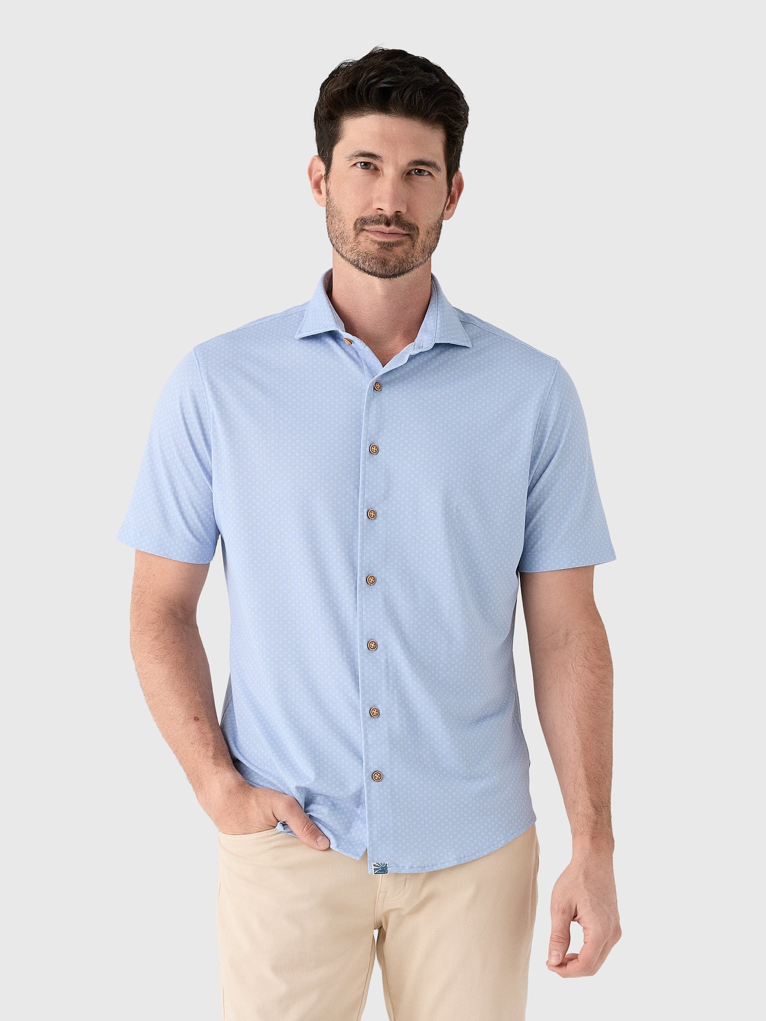 Johnnie-O Men's Augustine Printed Mesh Short Sleeve Button-Down Shirt - Saint Bernard