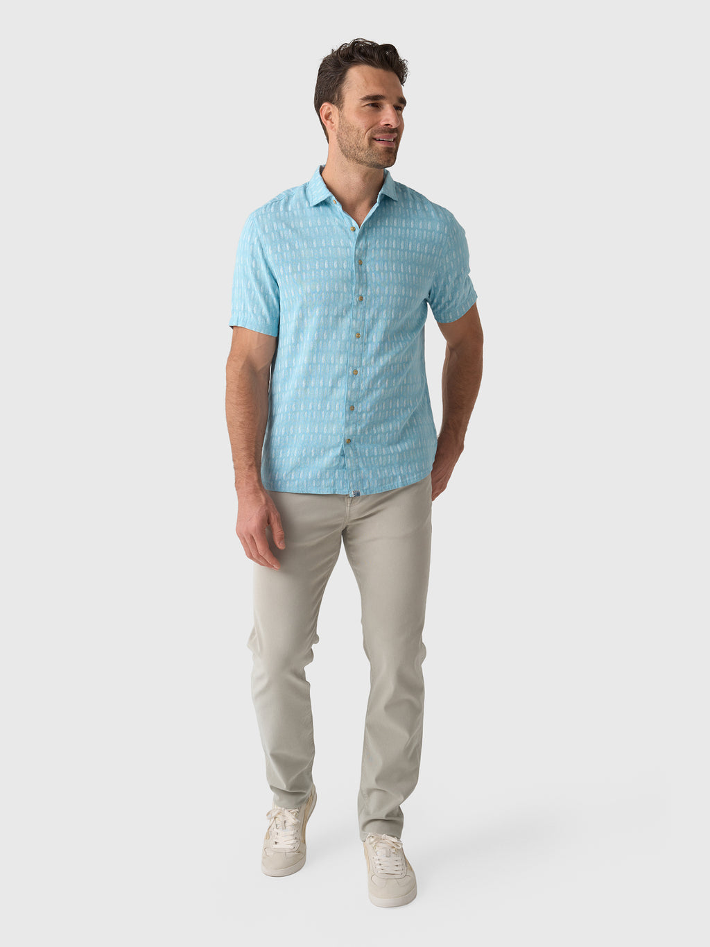 Johnnie-O Men's Beachley Short Sleeve Button-Down Surf Shirt - Saint Bernard