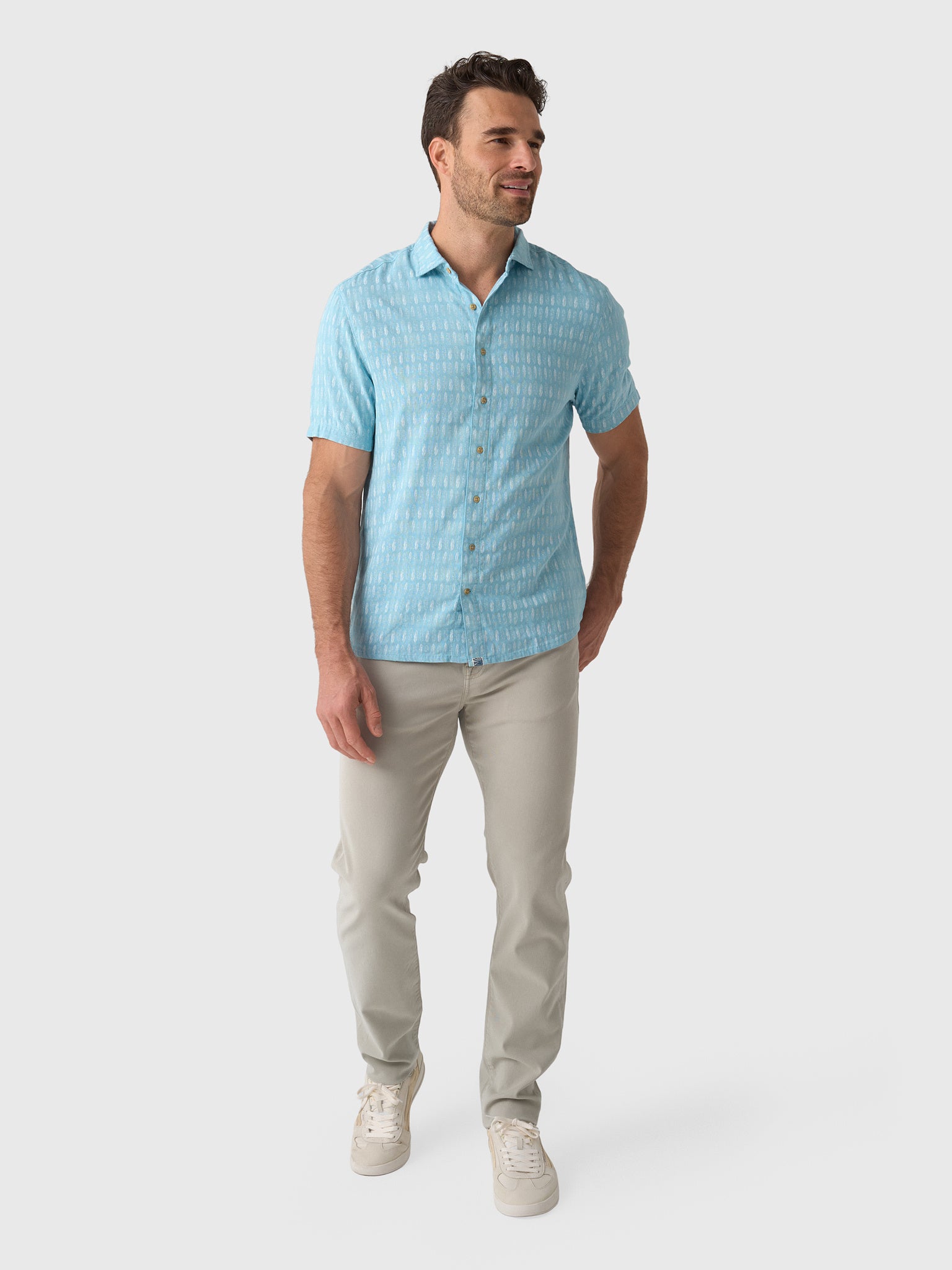 Johnnie-O Men's Beachley Short Sleeve Button-Down Surf Shirt - Saint Bernard