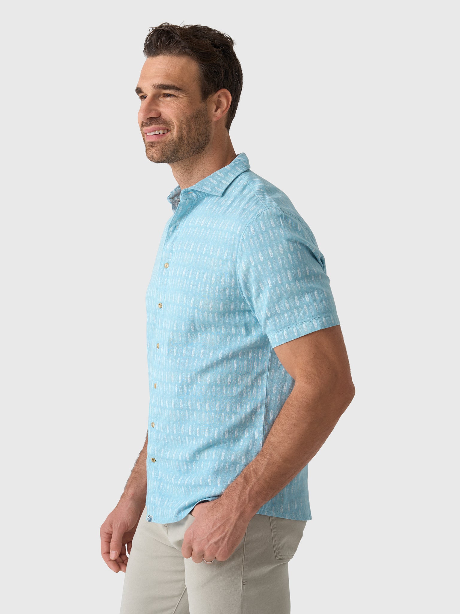 Johnnie-O Men's Beachley Short Sleeve Button-Down Surf Shirt - Saint Bernard