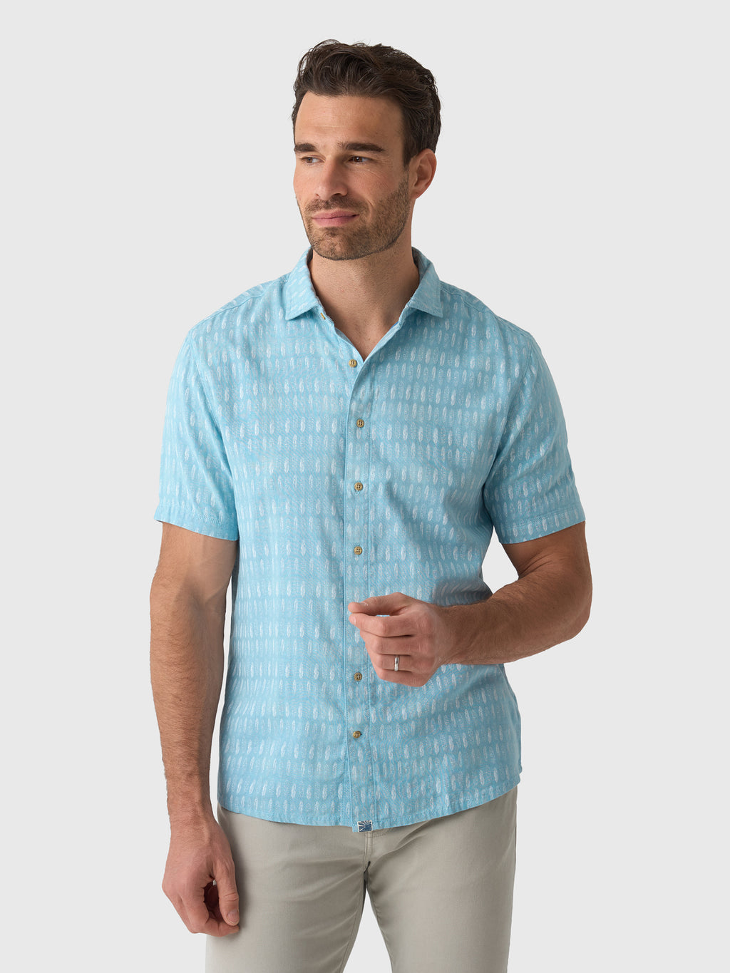 Johnnie-O Men's Beachley Short Sleeve Button-Down Surf Shirt - Saint Bernard