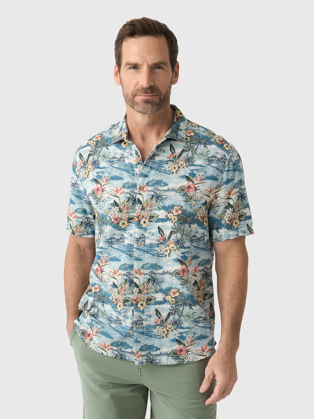 Johnnie-O Men's Surf Flannel Almanzo Button-Down Shirt - Saint Bernard