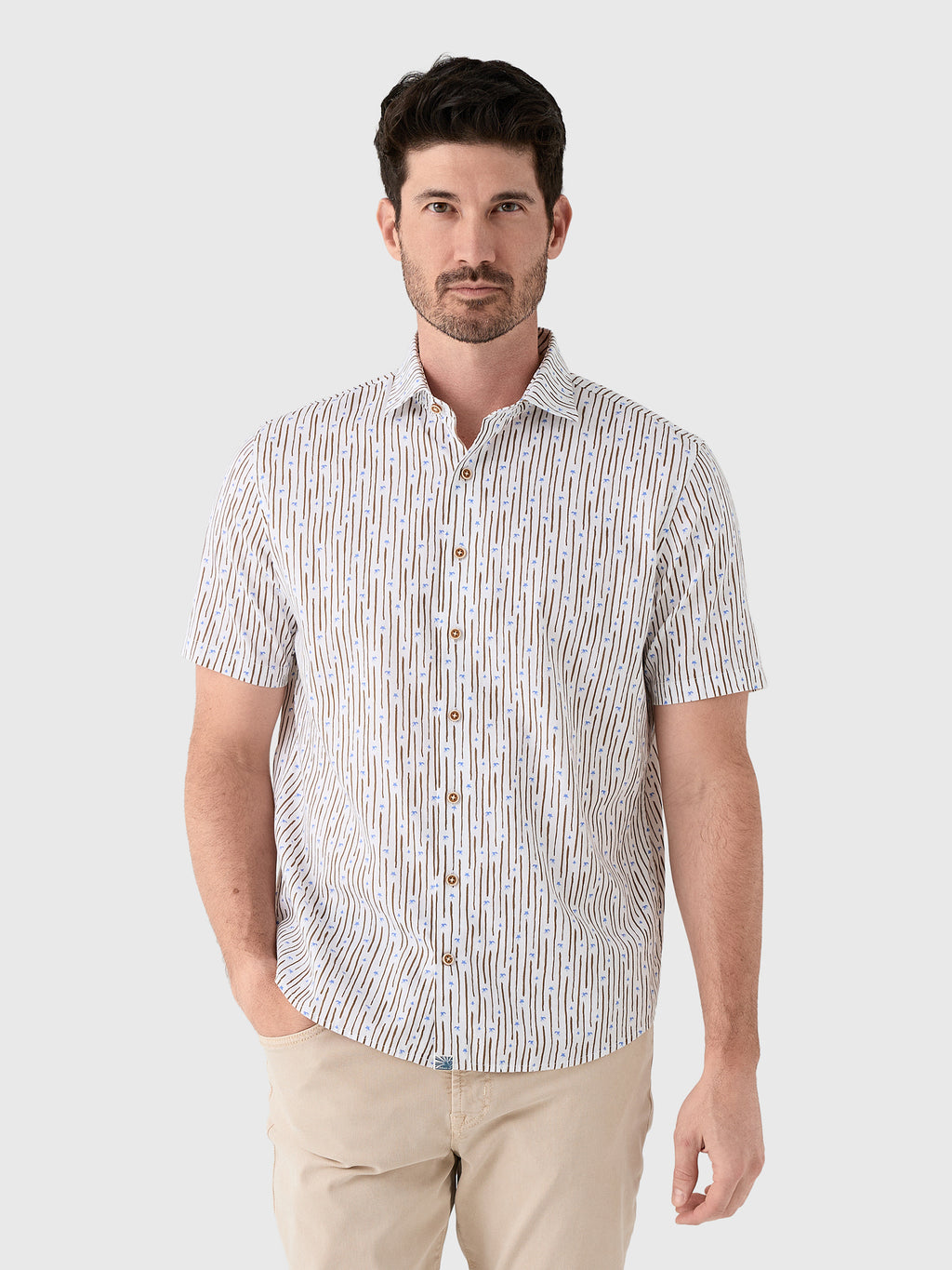 Johnnie-O Men's Pendola Cotton Blend Short Sleeve Button-Down Shirt - Saint Bernard