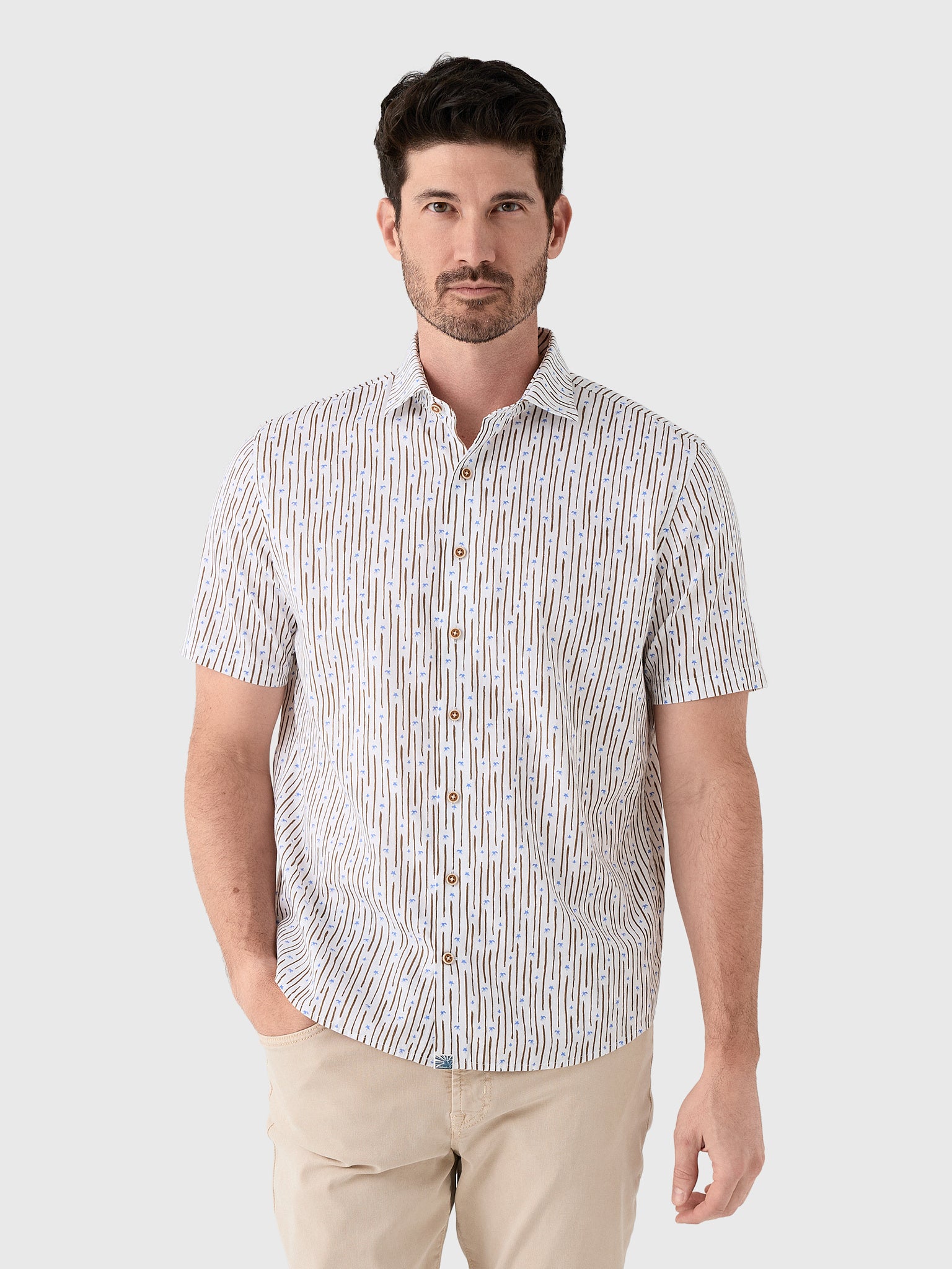 Johnnie-O Men's Pendola Cotton Blend Short Sleeve Button-Down Shirt - Saint Bernard