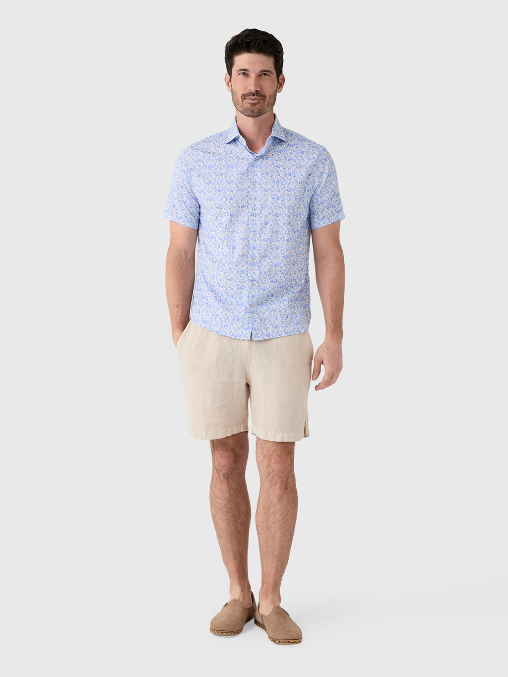 Johnnie-O Men's Filipe Printed Tencel Blend Short Sleeve Button-Down Shirt - Saint Bernard