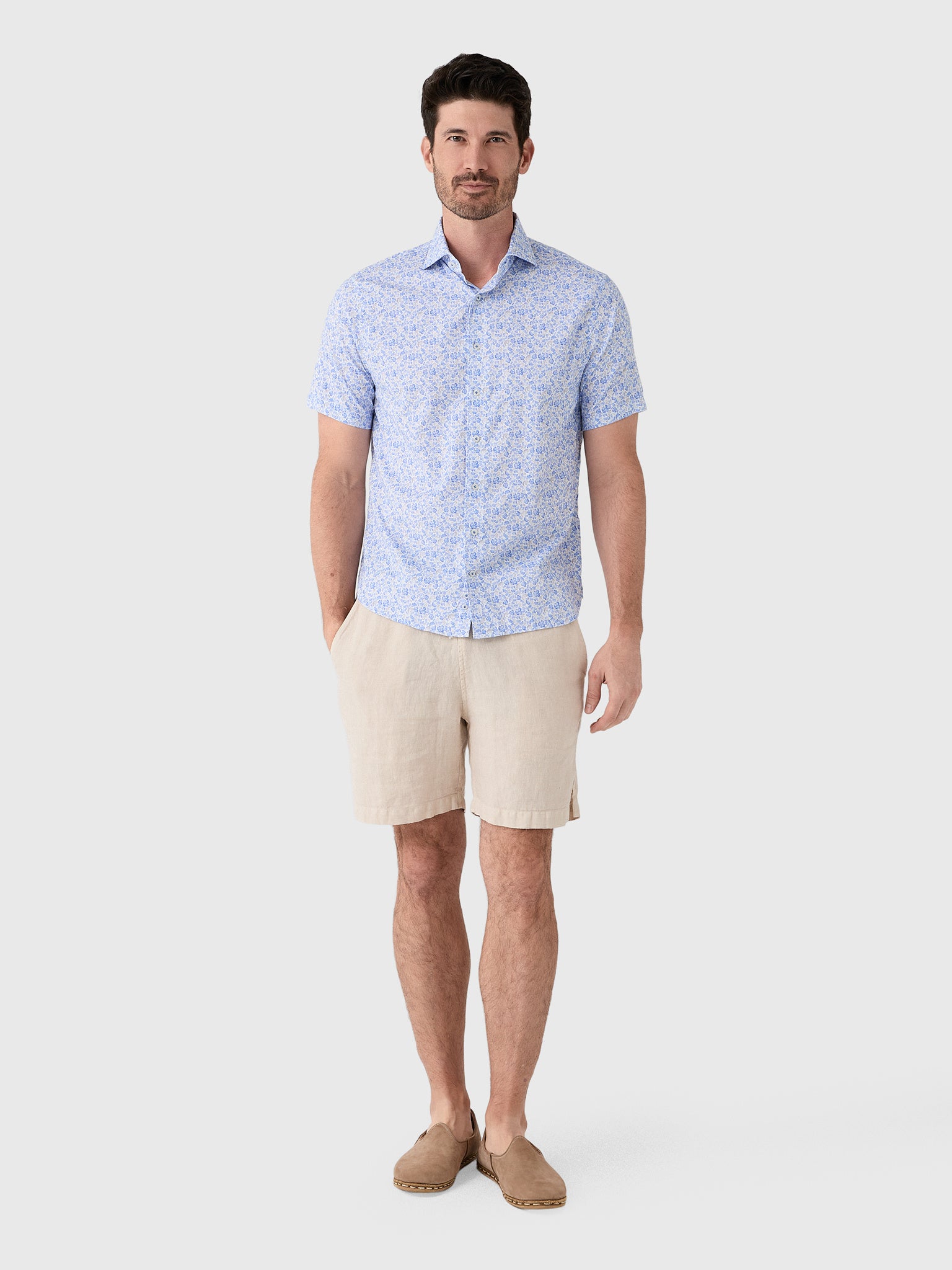 Johnnie-O Men's Filipe Printed Tencel Blend Short Sleeve Button-Down Shirt - Saint Bernard