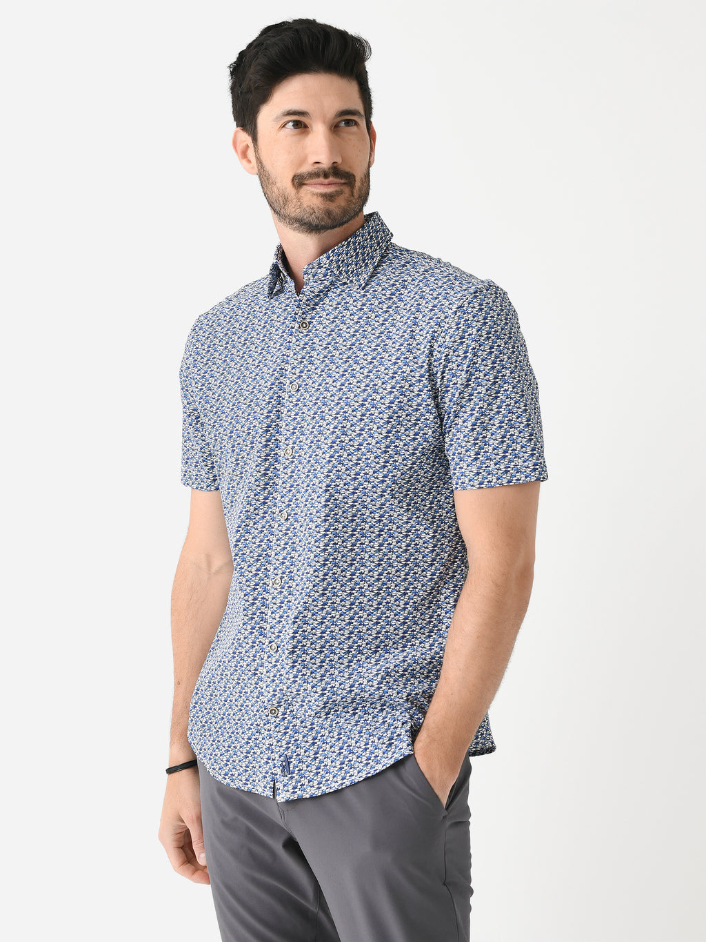 Johnnie-O Men's Bento Jersey Knit Button-Down Shirt - Saint Bernard