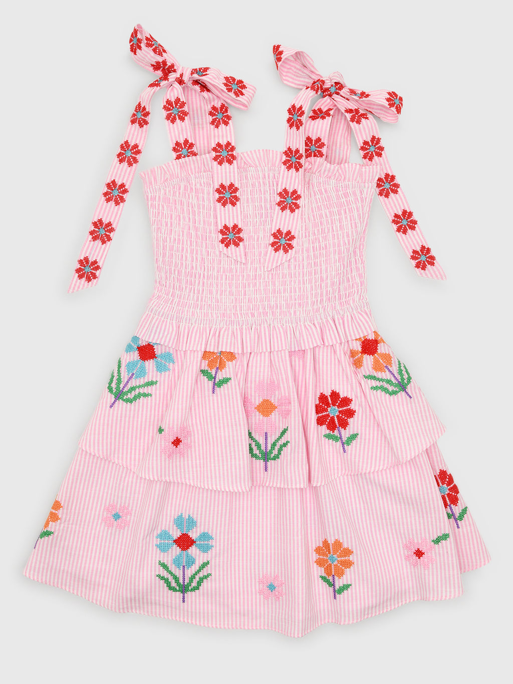 J. Marie Girls' The Piper Tie Strap Dress - Saint Bernard