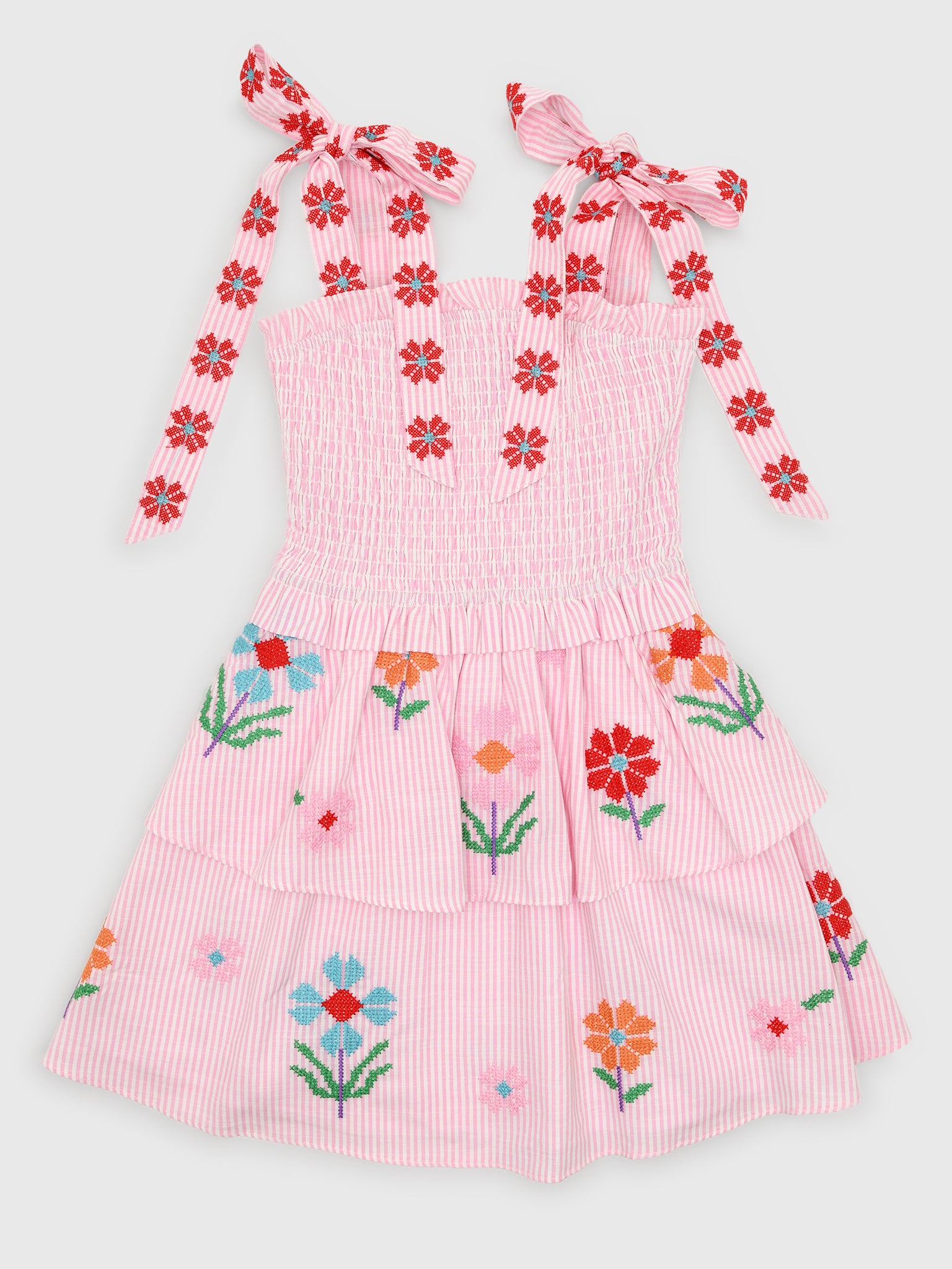 J. Marie Girls' The Piper Tie Strap Dress - Saint Bernard