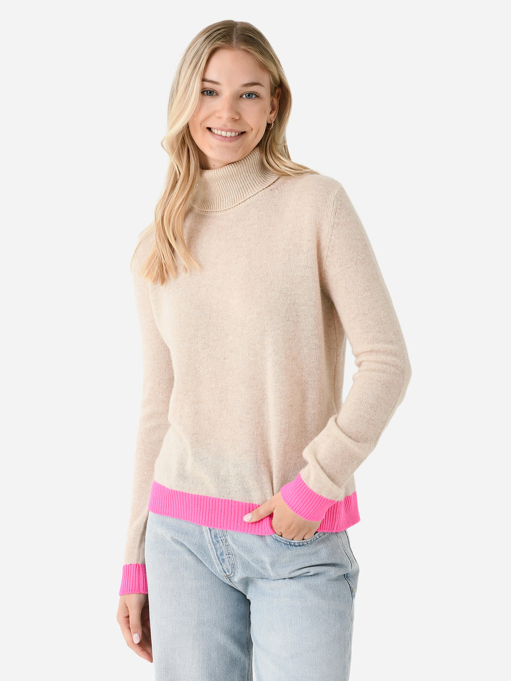 Jumper 1234 Women's Contrast Roll Collar Sweater - Saint Bernard