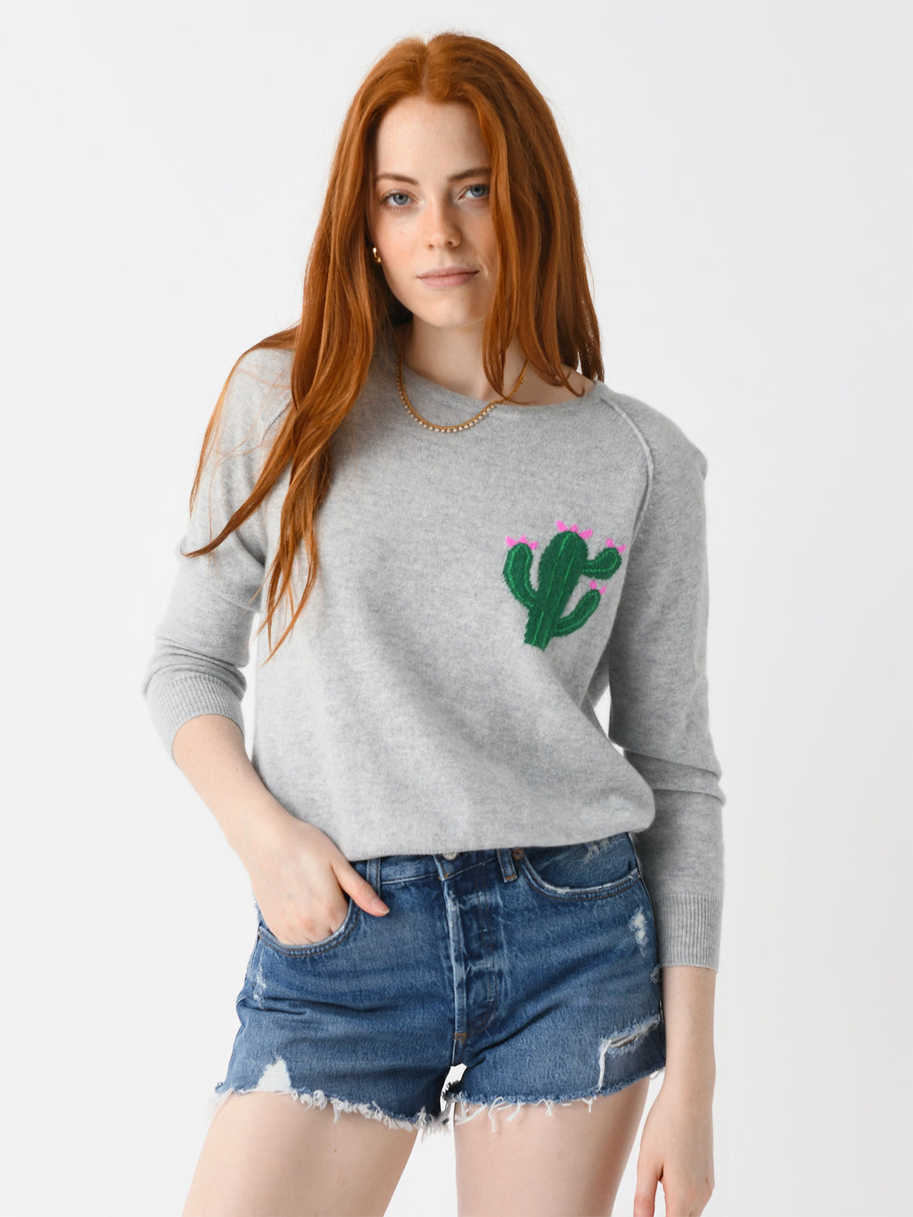 Jumper 1234 Women's Little Cactus Crew Sweater - Saint Bernard