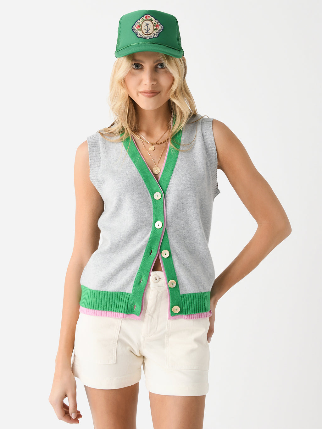 Jumper 1234 Women's Cashmere Double Rib Sleeveless Cardigan - Saint Bernard