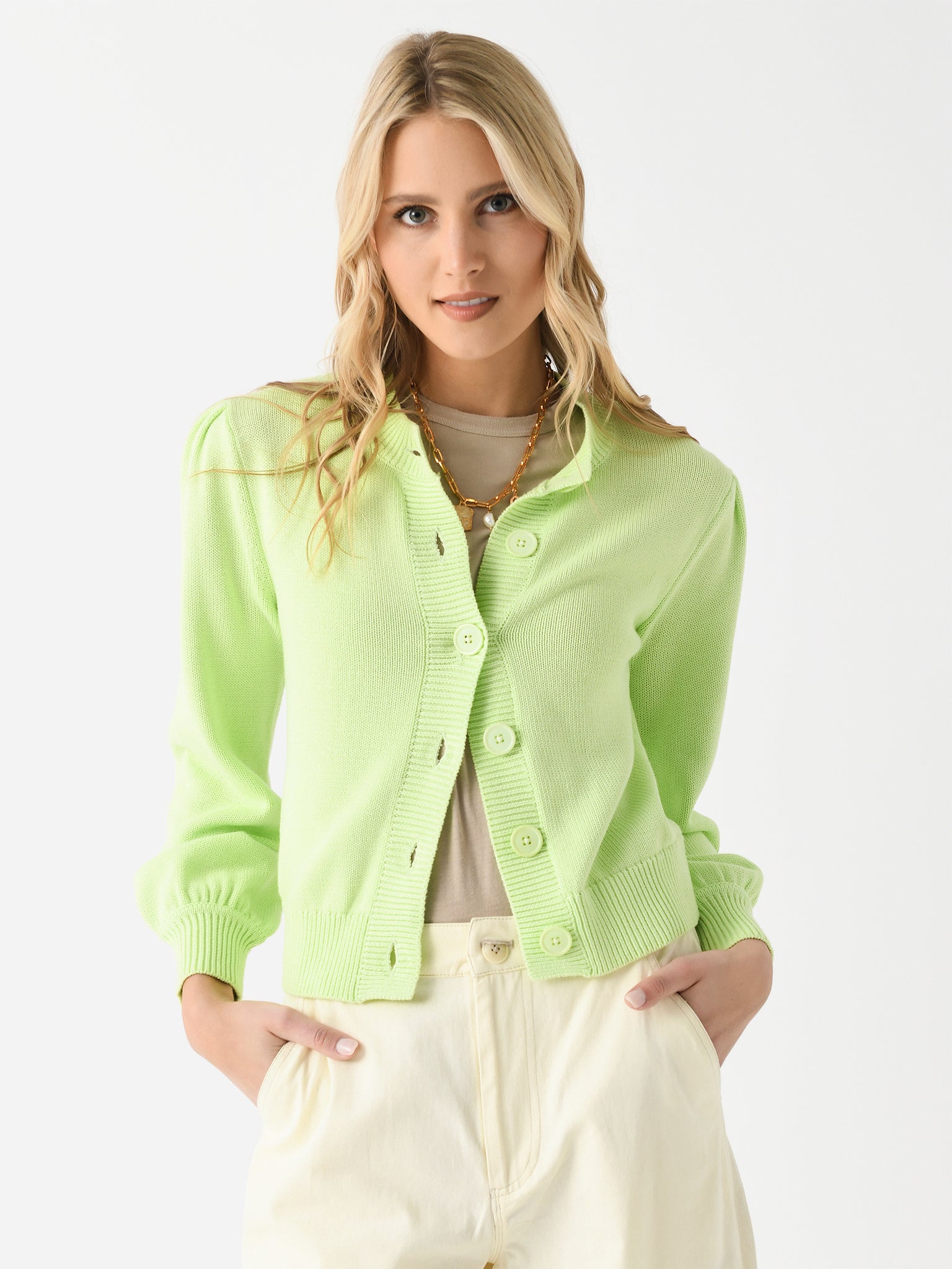 Jumper 1234 Women's Puff Sleeve Cardigan - Saint Bernard