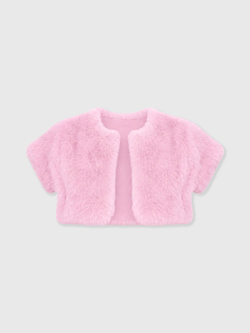 Katie J NYC Tween Girls' Juno Faux Fur Bolero - Saint Bernard
