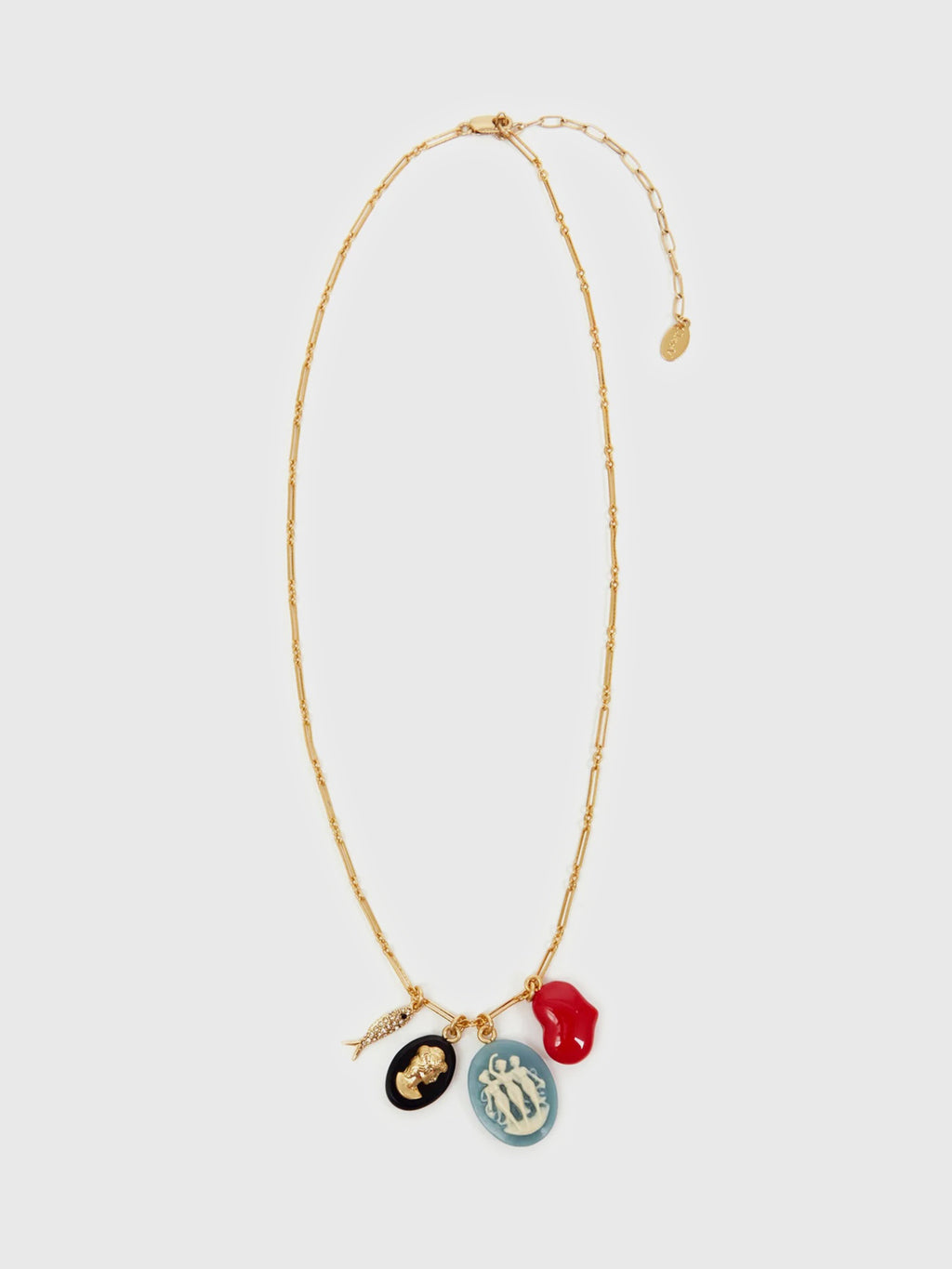 Clare V. Cameo Charm Necklace - Saint Bernard