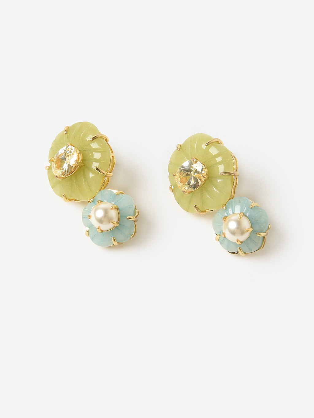Nicola Bathie Women's Jade + Aquamarine Flower Drop Earrings - Saint Bernard
