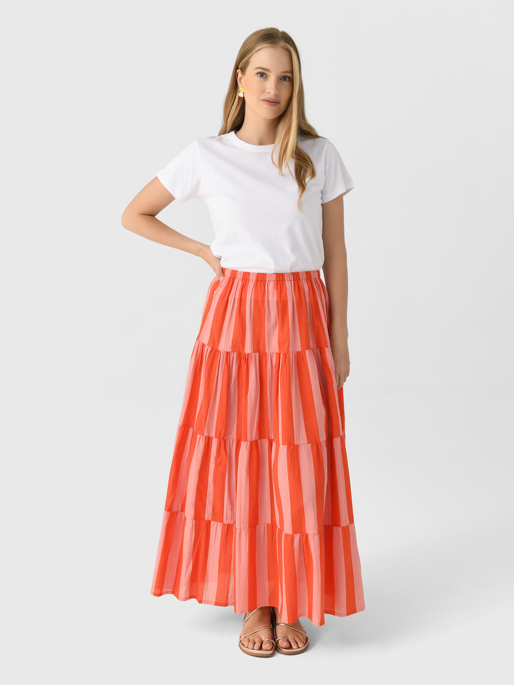 Jane Maxi Skirt xTHICKSTRIPECORAL-alt1