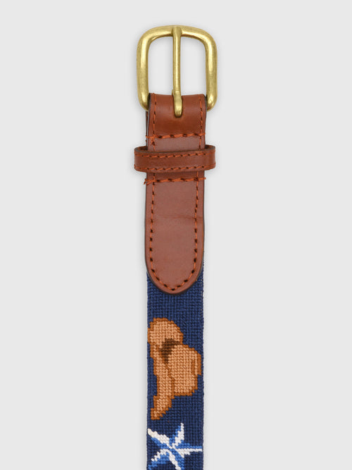 Smathers & Branson Boys' Texas Life Needlepoint Belt - Saint Bernard