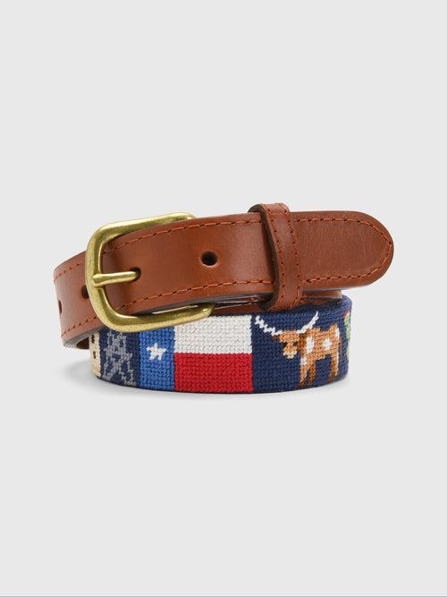 Smathers & Branson Boys' Texas Life Needlepoint Belt - Saint Bernard
