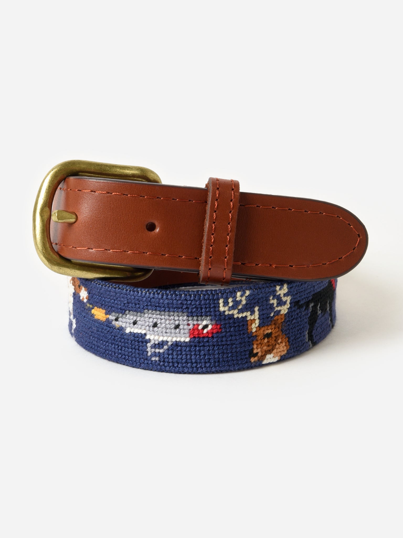 Smathers + Branson Boys' Southern Sportsman Needlepoint Belt - Saint Bernard