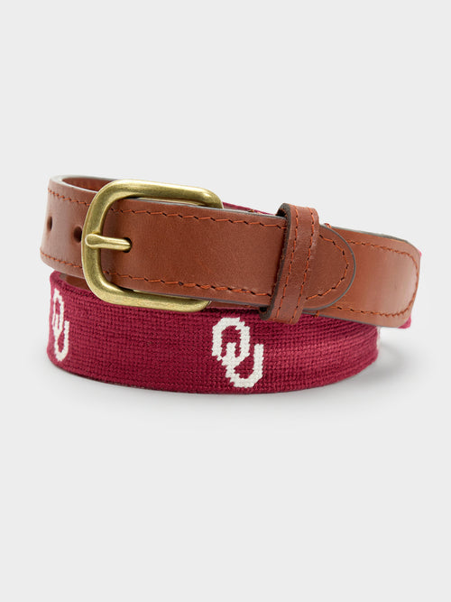 Smathers & Branson Boys' University of Oklahoma Needlepoint Belt