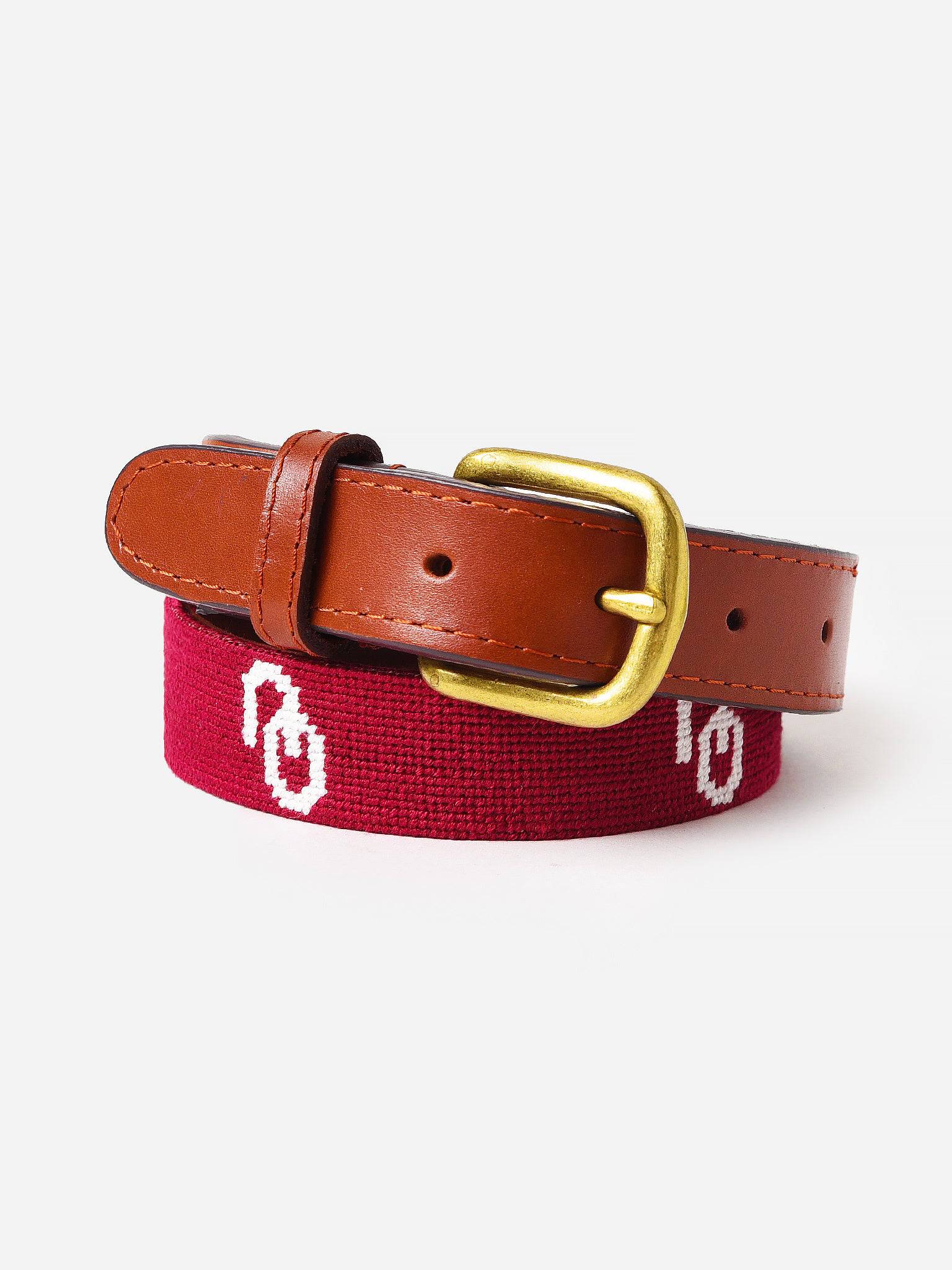 Smathers + Branson Boys' University of Oklahoma Needlepoint Belt - Saint Bernard