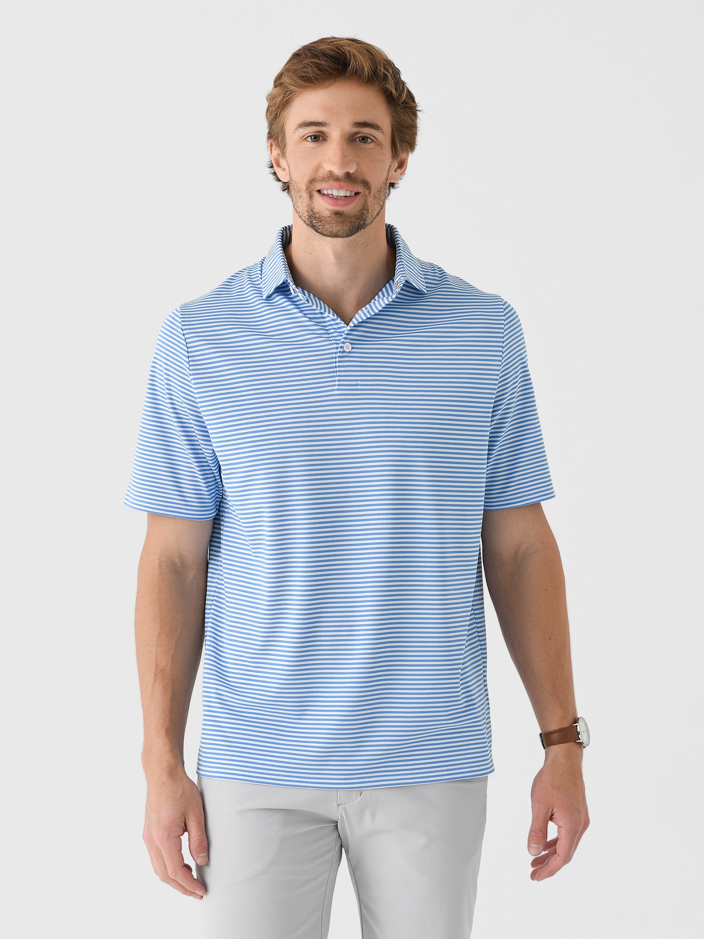 KJUS Men's Lee Stripe Polo - Saint Bernard