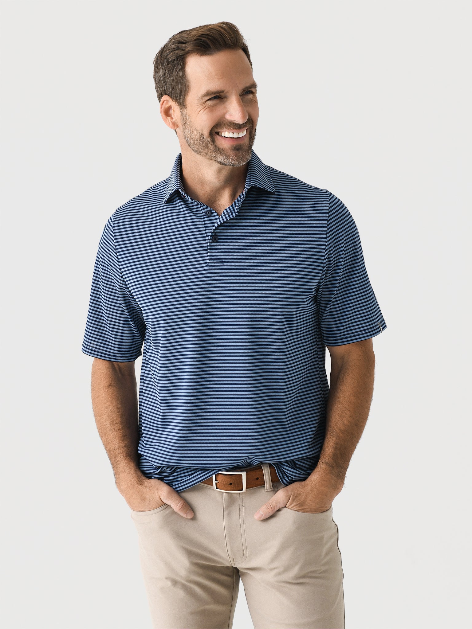 KJUS Men's Lee Stripe Polo - Saint Bernard
