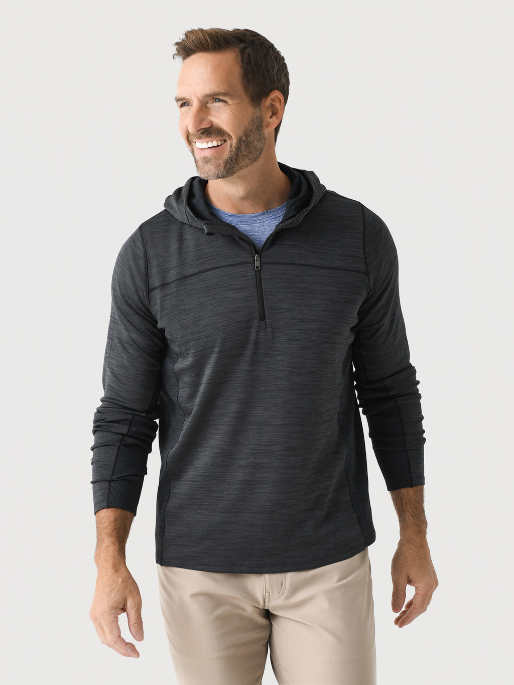 KJUS Men's Liam Hooded Midlayer Half-Zip - Saint Bernard