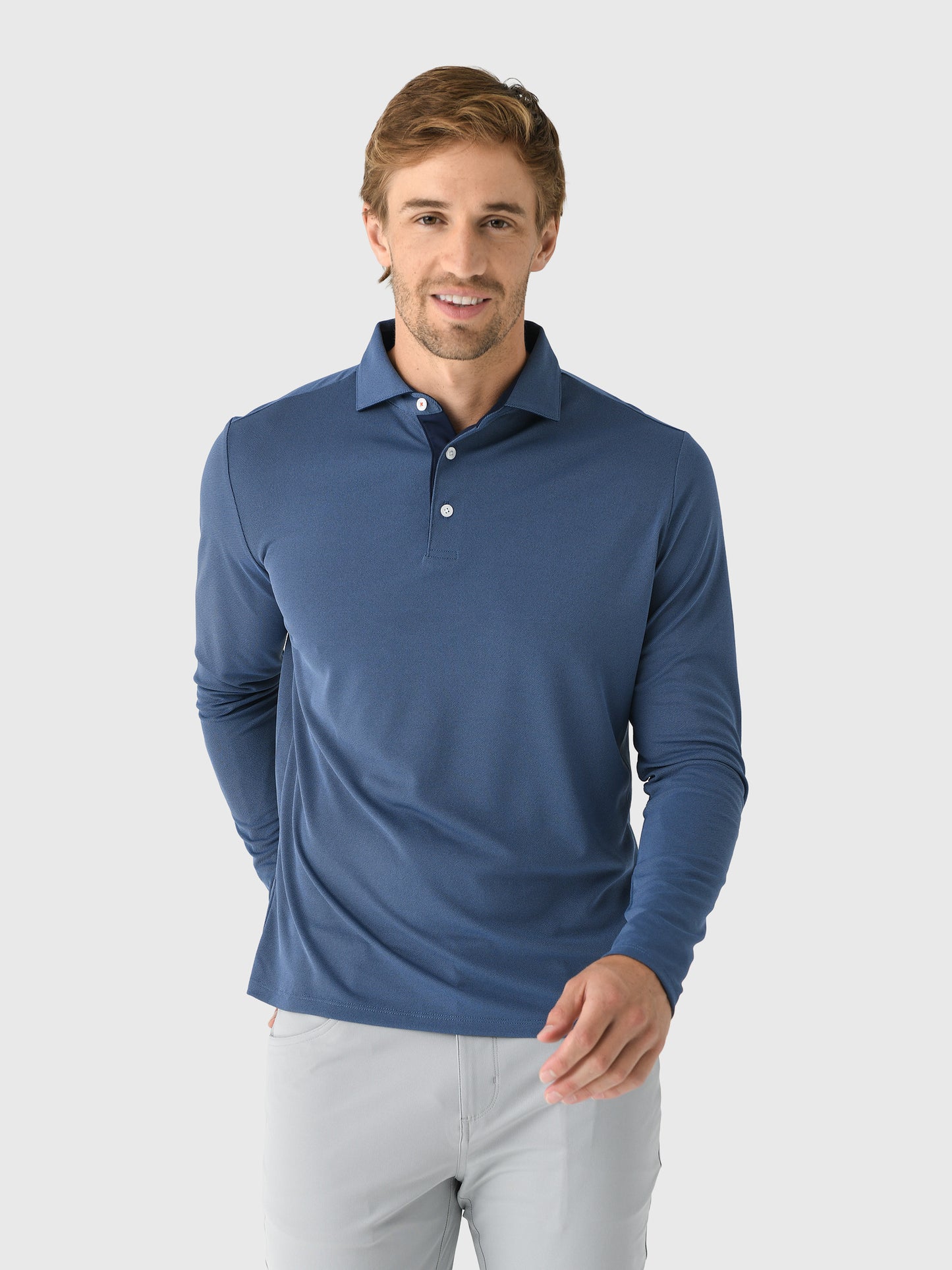 KJUS Men's Fairway Long Sleeve Polo - Saint Bernard