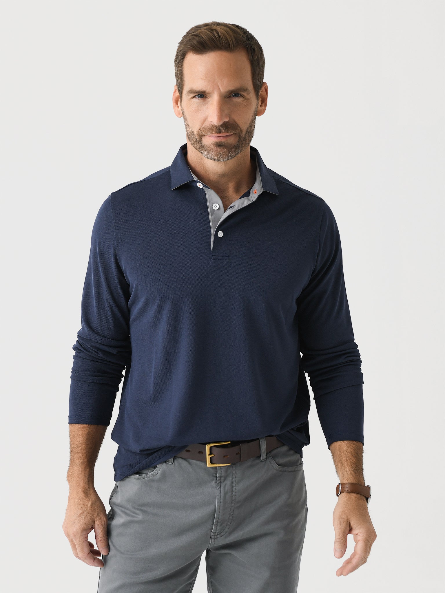 KJUS Men's Fairway Long Sleeve Polo - Saint Bernard