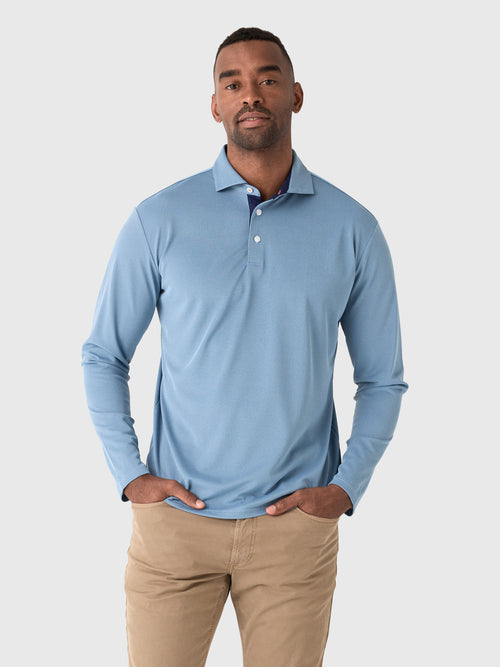 KJUS Men's Fairway Long-Sleeve Polo - Saint Bernard