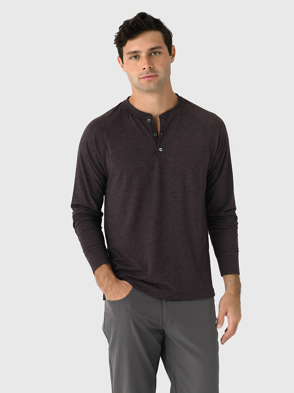 Orchard + Broome Men's Suffolk Micro Stripe Stretch Henley - Saint Bernard