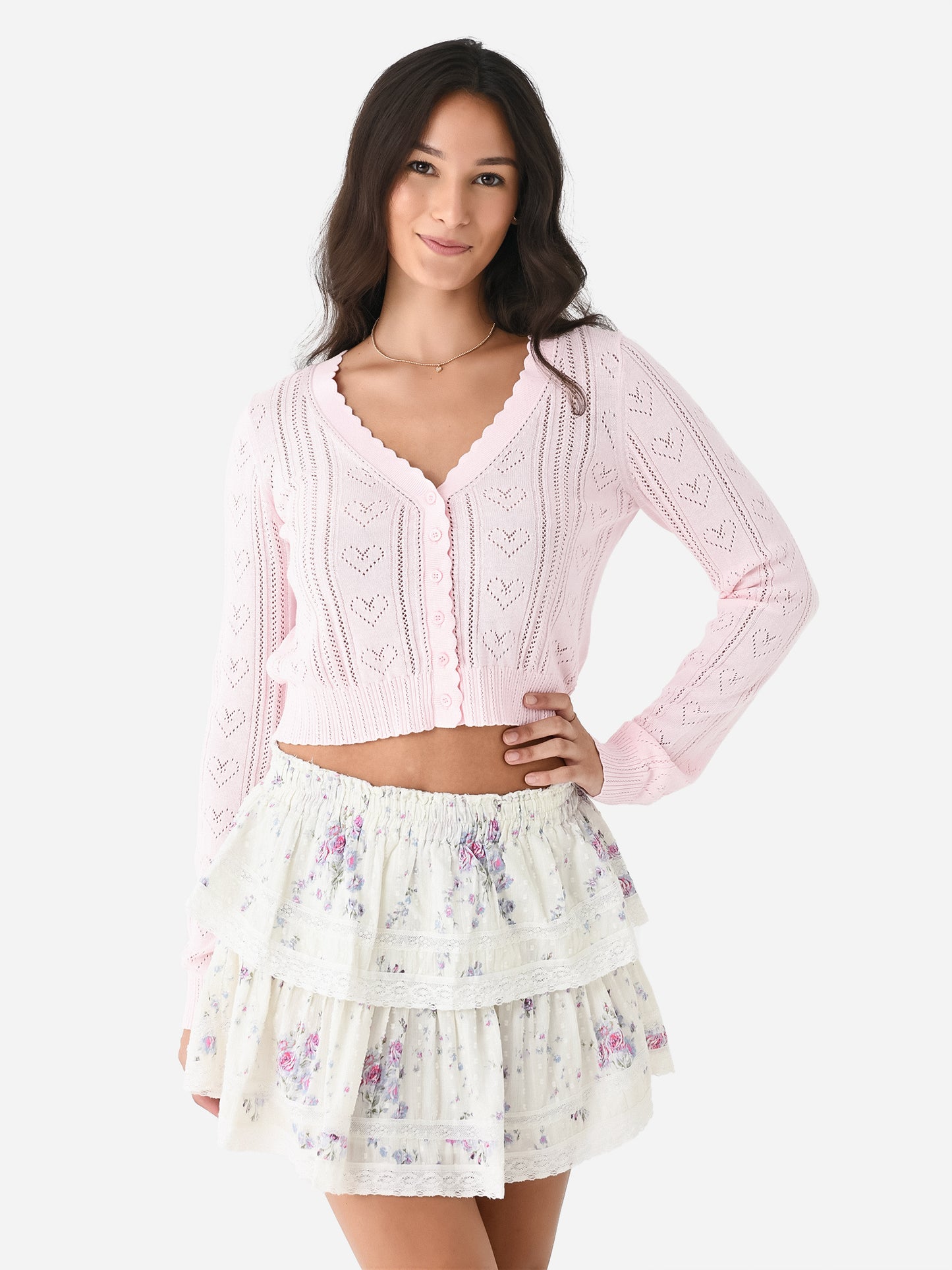 LoveShackFancy Women's Petra Crop Cardigan - Saint Bernard