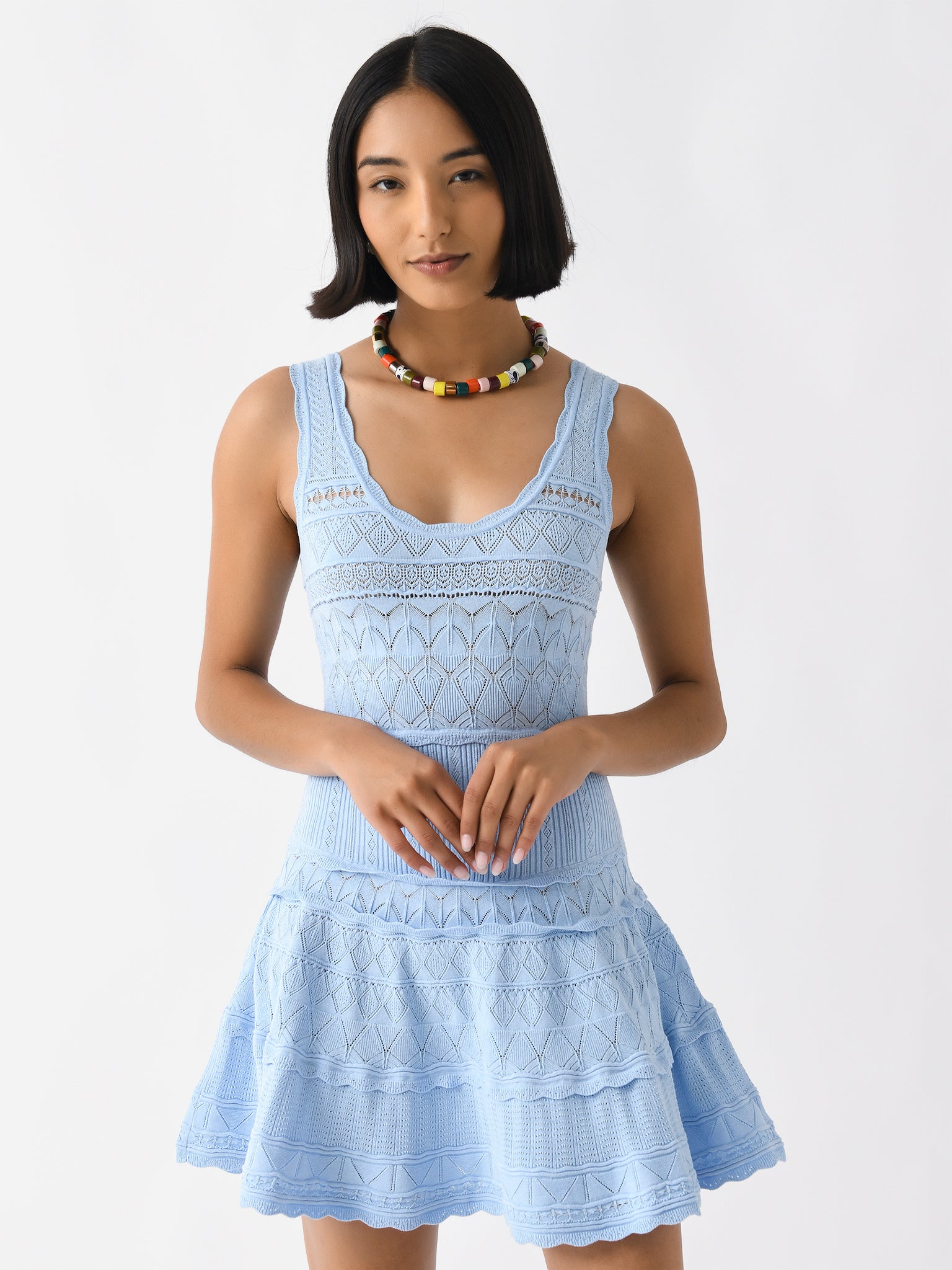 LoveShackFancy Women's Ronelle Pointelle Scallop Mini Dress