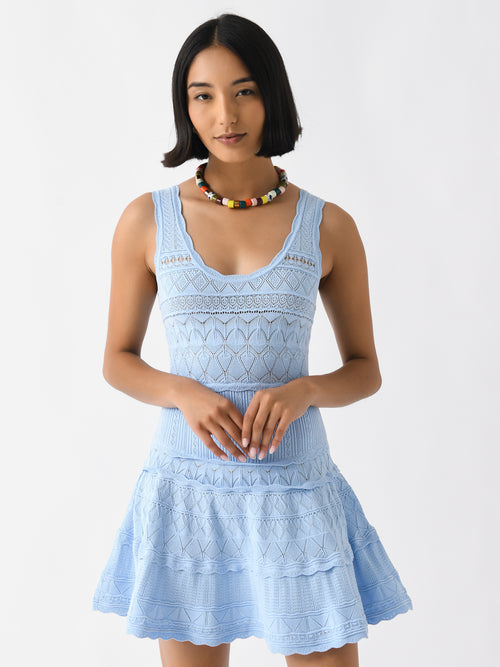 LoveShackFancy Women's Ronelle Pointelle Scallop Mini Dress
